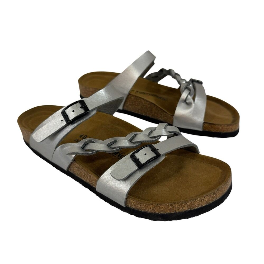 Aerothotic 40 9.5 Viking Arch Sandals EUC Strappy Comfort Silver Womens READ